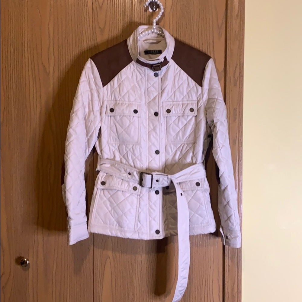 New LAUREN RALPH LAUREN Cream/brown color coat